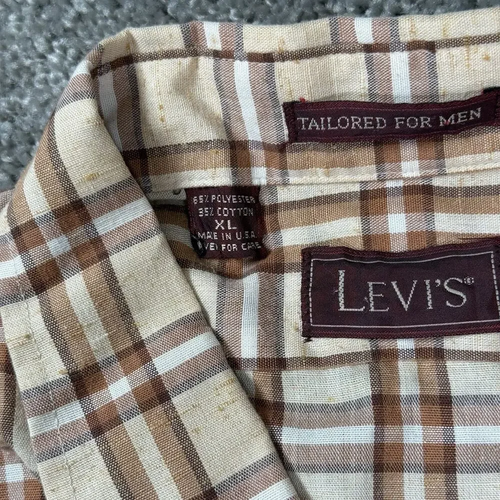 Tailored For Men Levi's Action Western‎ Cowboy Shirt Mens XL Tartan Plaid Check